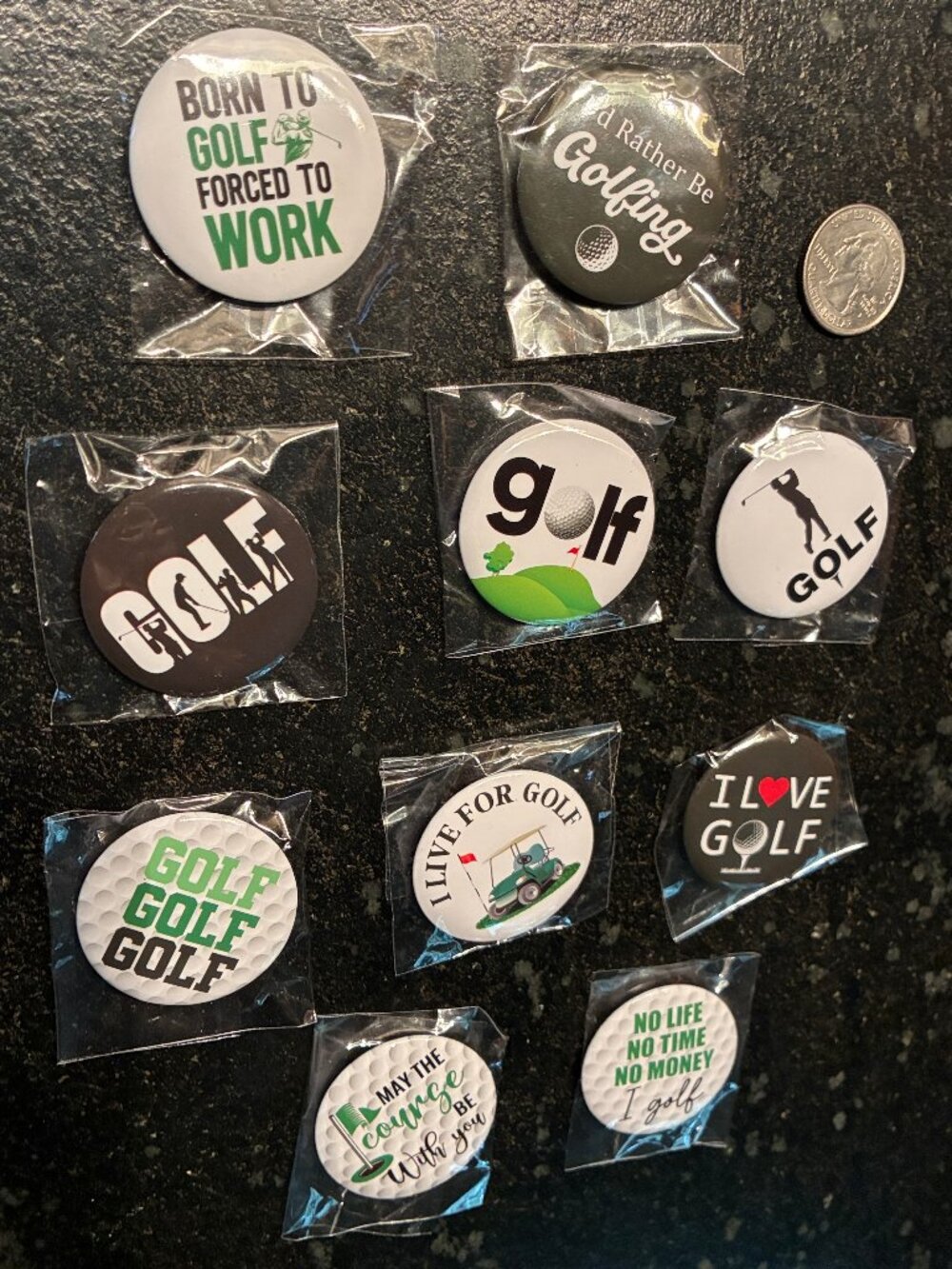 10 Fun Golf-Themed Pins (NWT)